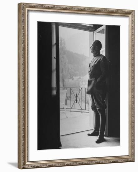 Commander-In-Chief of the Swiss Army General Henri Guisan Standing in Doorway-null-Framed Photographic Print