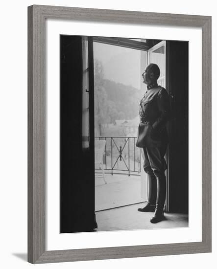 Commander-In-Chief of the Swiss Army General Henri Guisan Standing in Doorway-null-Framed Photographic Print