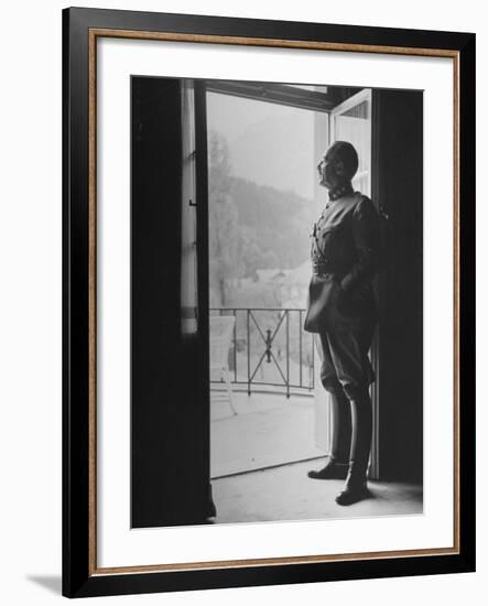 Commander-In-Chief of the Swiss Army General Henri Guisan Standing in Doorway-null-Framed Photographic Print