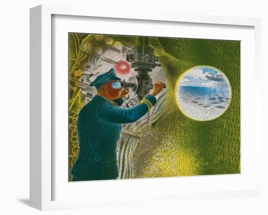 Commander Looking Through the Periscope, 1941-Eric Ravilious-Framed Giclee Print