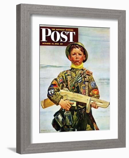 "Commando Kid," Saturday Evening Post Cover, October 14, 1944-Howard Scott-Framed Giclee Print