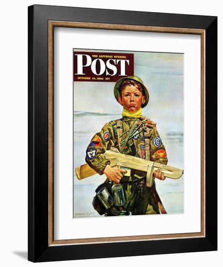 "Commando Kid," Saturday Evening Post Cover, October 14, 1944-Howard Scott-Framed Giclee Print