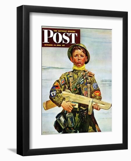 "Commando Kid," Saturday Evening Post Cover, October 14, 1944-Howard Scott-Framed Giclee Print