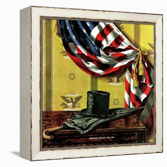 "Commemorating Lincoln's Birthday," February 12, 1944-John Atherton-Framed Premier Image Canvas