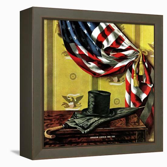 "Commemorating Lincoln's Birthday," February 12, 1944-John Atherton-Framed Premier Image Canvas