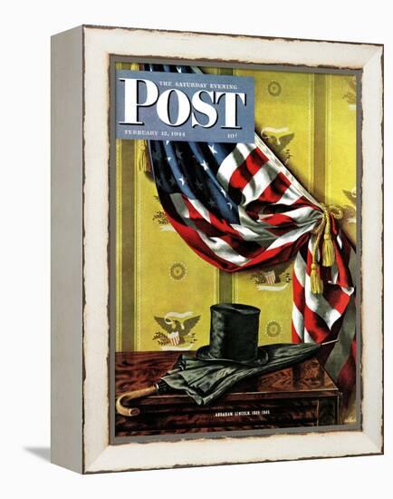 "Commemorating Lincoln's Birthday," Saturday Evening Post Cover, February 12, 1944-John Atherton-Framed Premier Image Canvas