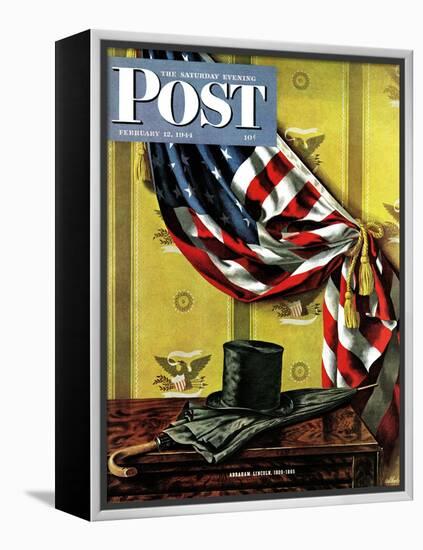 "Commemorating Lincoln's Birthday," Saturday Evening Post Cover, February 12, 1944-John Atherton-Framed Premier Image Canvas