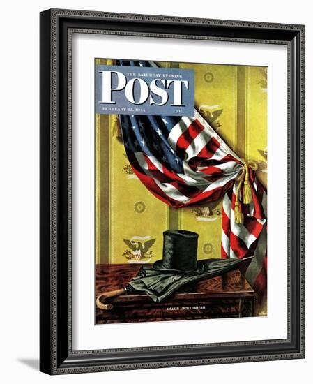 "Commemorating Lincoln's Birthday," Saturday Evening Post Cover, February 12, 1944-John Atherton-Framed Giclee Print