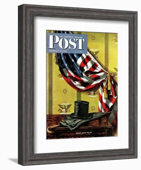 "Commemorating Lincoln's Birthday," Saturday Evening Post Cover, February 12, 1944-John Atherton-Framed Giclee Print