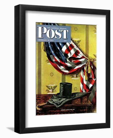 "Commemorating Lincoln's Birthday," Saturday Evening Post Cover, February 12, 1944-John Atherton-Framed Giclee Print