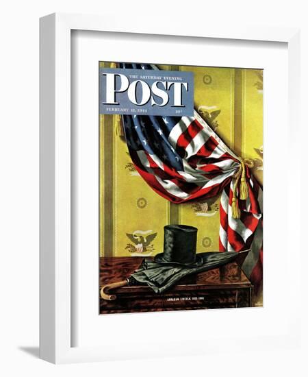 "Commemorating Lincoln's Birthday," Saturday Evening Post Cover, February 12, 1944-John Atherton-Framed Giclee Print