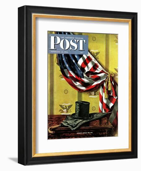 "Commemorating Lincoln's Birthday," Saturday Evening Post Cover, February 12, 1944-John Atherton-Framed Giclee Print