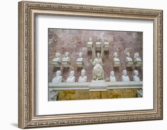 Commemorative Plaques in the Interior of the Neo-Classical Walhalla Hall of Fame on the Danube-Michael Runkel-Framed Photographic Print