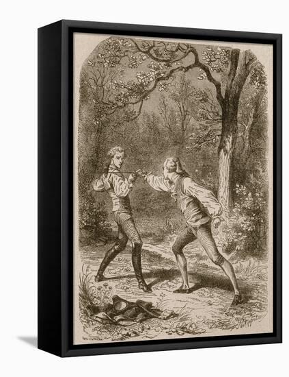 Comment deux amis deviennent ennemis (Duel between Philippe de Taverney and Charny)-Félix Philippoteaux-Framed Premier Image Canvas