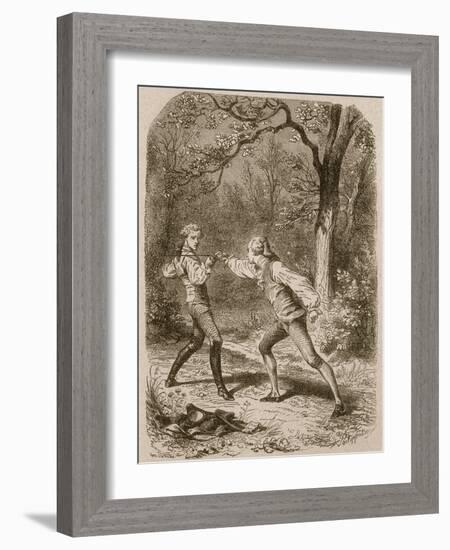 Comment deux amis deviennent ennemis (Duel between Philippe de Taverney and Charny)-Félix Philippoteaux-Framed Giclee Print