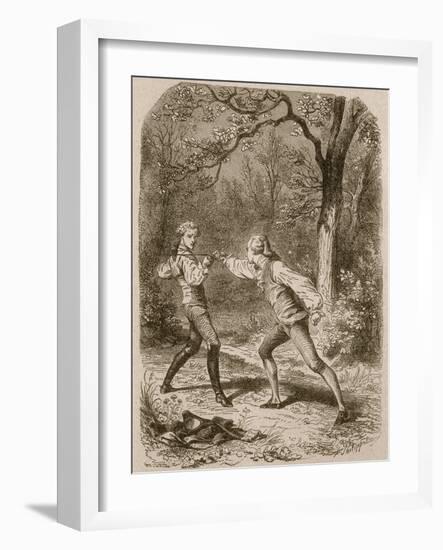 Comment deux amis deviennent ennemis (Duel between Philippe de Taverney and Charny)-Félix Philippoteaux-Framed Giclee Print