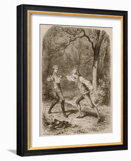 Comment deux amis deviennent ennemis (Duel between Philippe de Taverney and Charny)-Félix Philippoteaux-Framed Giclee Print