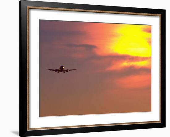 Commercial Airplane at Sunset-Mitch Diamond-Framed Photographic Print