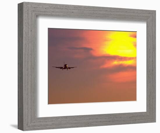 Commercial Airplane at Sunset-Mitch Diamond-Framed Photographic Print