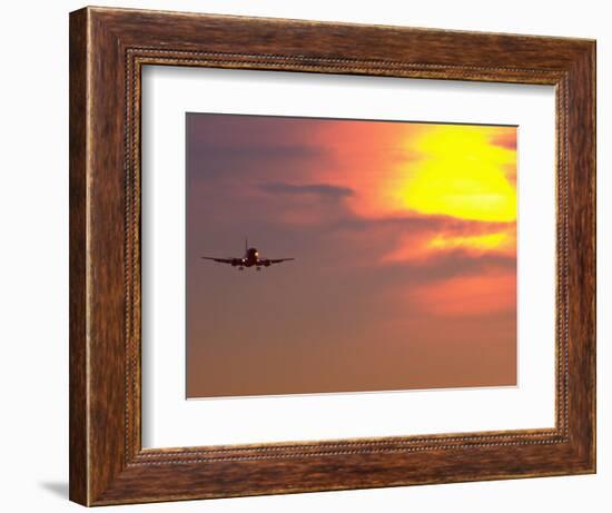 Commercial Airplane at Sunset-Mitch Diamond-Framed Photographic Print