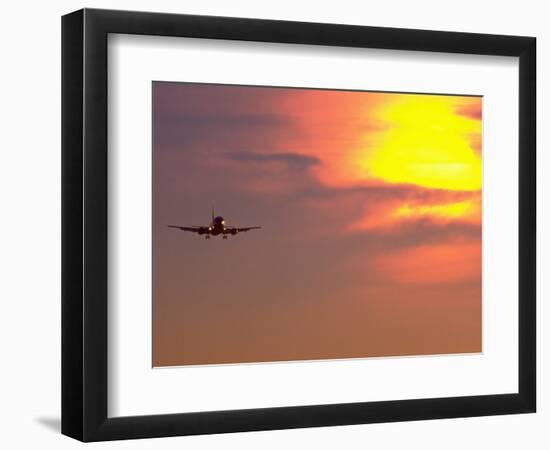 Commercial Airplane at Sunset-Mitch Diamond-Framed Photographic Print