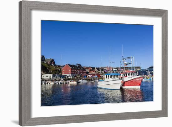 Commercial Fishing and Whaling Boats Line the Busy Inner Harbor in the Town of Ilulissat-Michael Nolan-Framed Photographic Print