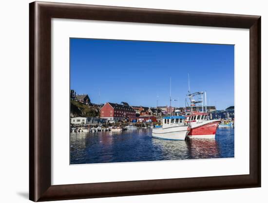 Commercial Fishing and Whaling Boats Line the Busy Inner Harbor in the Town of Ilulissat-Michael Nolan-Framed Photographic Print