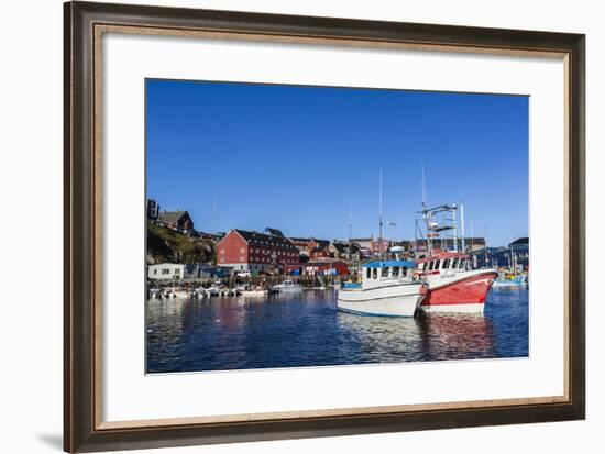 Commercial Fishing and Whaling Boats Line the Busy Inner Harbor in the Town of Ilulissat-Michael Nolan-Framed Photographic Print