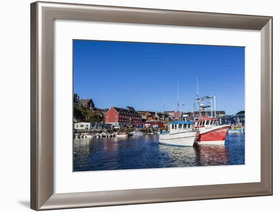Commercial Fishing and Whaling Boats Line the Busy Inner Harbor in the Town of Ilulissat-Michael Nolan-Framed Photographic Print