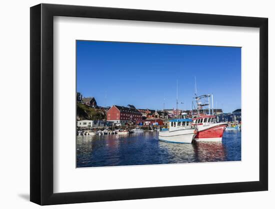 Commercial Fishing and Whaling Boats Line the Busy Inner Harbor in the Town of Ilulissat-Michael Nolan-Framed Photographic Print