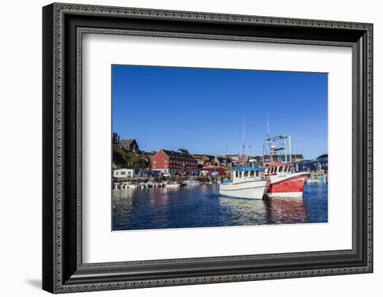 Commercial Fishing and Whaling Boats Line the Busy Inner Harbor in the Town of Ilulissat-Michael Nolan-Framed Photographic Print