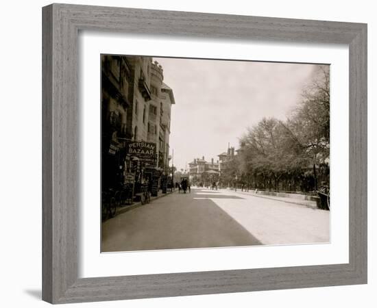 Commercial Street with Persian Bazaar and El Unico Gift Shop, Saint Augustine, Fla.-null-Framed Photo