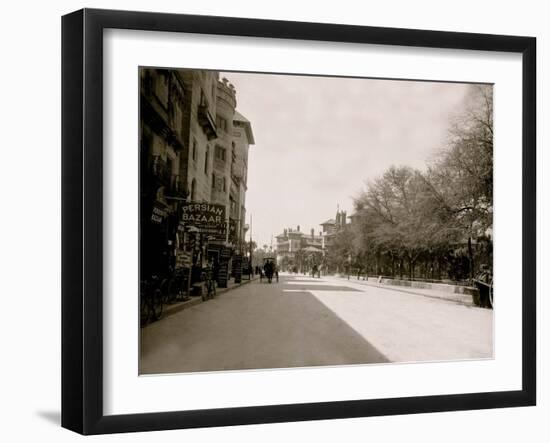 Commercial Street with Persian Bazaar and El Unico Gift Shop, Saint Augustine, Fla.-null-Framed Photo