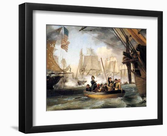 Commodore Perry at the Battle of Lake Erie-Thomas Birch-Framed Giclee Print