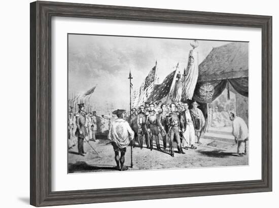 Commodore Perry in Japan in 1853 Meeting Imperial Commissioners at Yokohama-Japanese-Framed Giclee Print