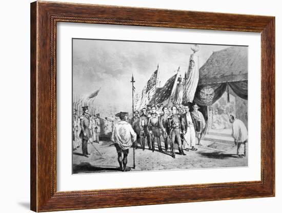 Commodore Perry in Japan in 1853 Meeting Imperial Commissioners at Yokohama-Japanese-Framed Giclee Print