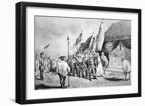 Commodore Perry in Japan in 1853 Meeting Imperial Commissioners at Yokohama-Japanese-Framed Giclee Print