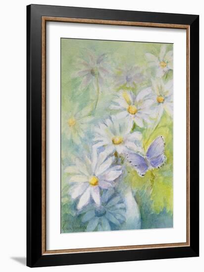 Common Blue (Polyommetus Icarus) on Daisies-Karen Armitage-Framed Giclee Print