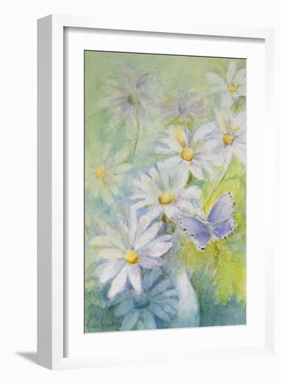 Common Blue (Polyommetus Icarus) on Daisies-Karen Armitage-Framed Giclee Print