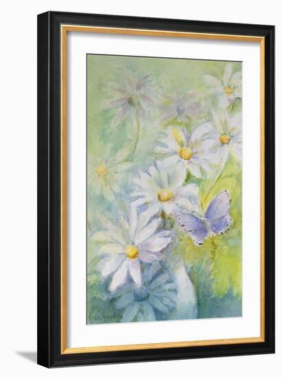 Common Blue (Polyommetus Icarus) on Daisies-Karen Armitage-Framed Giclee Print