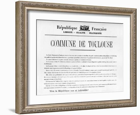 Commune De Toulouse, from French Political Posters of the Paris Commune-null-Framed Giclee Print