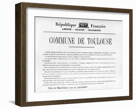 Commune De Toulouse, from French Political Posters of the Paris Commune-null-Framed Giclee Print