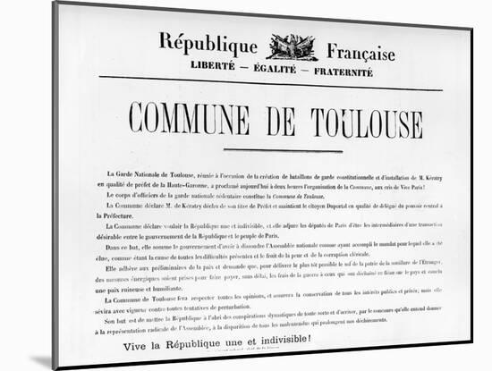 Commune De Toulouse, from French Political Posters of the Paris Commune-null-Mounted Giclee Print