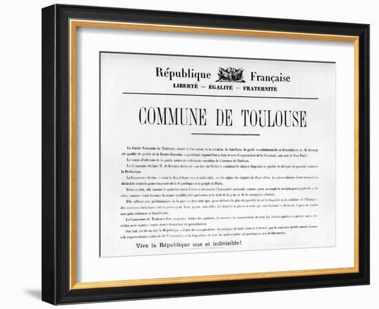 Commune De Toulouse, from French Political Posters of the Paris Commune-null-Framed Giclee Print