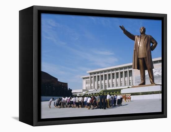 Commune Group Brought to Bow to Great Leader on Grand Monument, Pyongyang, North Korea, Asia-Anthony Waltham-Framed Premier Image Canvas
