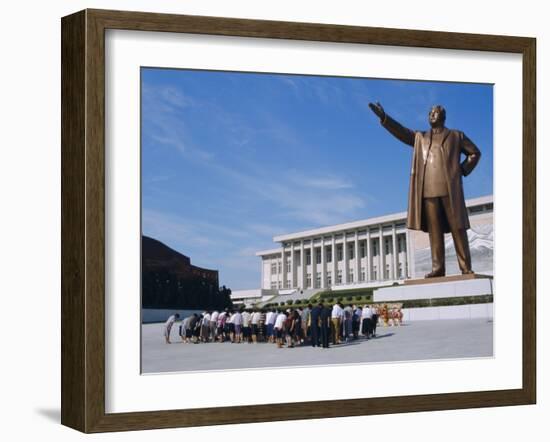 Commune Group Brought to Bow to Great Leader on Grand Monument, Pyongyang, North Korea, Asia-Anthony Waltham-Framed Photographic Print