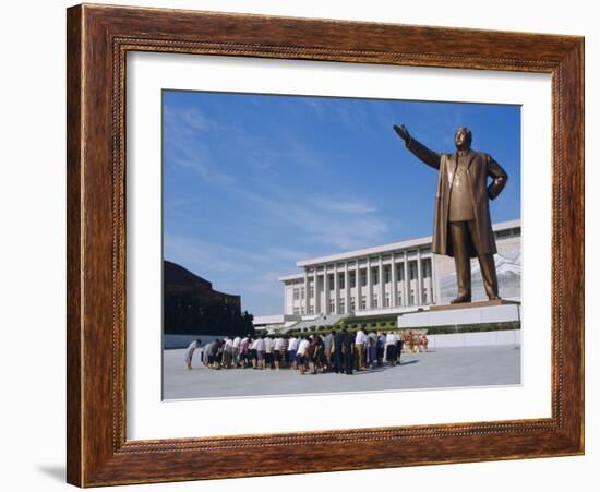 Commune Group Brought to Bow to Great Leader on Grand Monument, Pyongyang, North Korea, Asia-Anthony Waltham-Framed Photographic Print