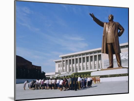 Commune Group Brought to Bow to Great Leader on Grand Monument, Pyongyang, North Korea, Asia-Anthony Waltham-Mounted Photographic Print