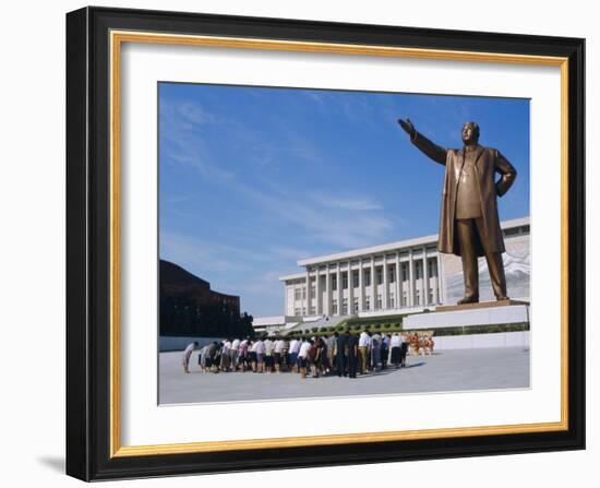 Commune Group Brought to Bow to Great Leader on Grand Monument, Pyongyang, North Korea, Asia-Anthony Waltham-Framed Photographic Print