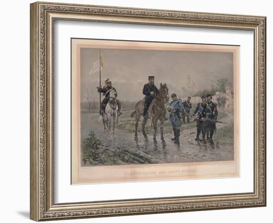 Communication Aux Avant-Postes, 1881-Alphonse Marie de Neuville-Framed Giclee Print